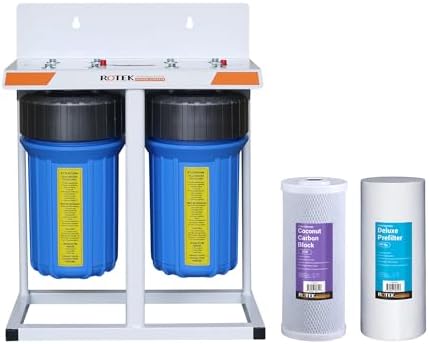 Rotek Water Systems Whole House Water Filtration System | 2-Stage Water Filter System | SED & ACB | Clean Drinking Water | Sediment & Carbon Filter | 10 Inch by RotekWaterSystem
