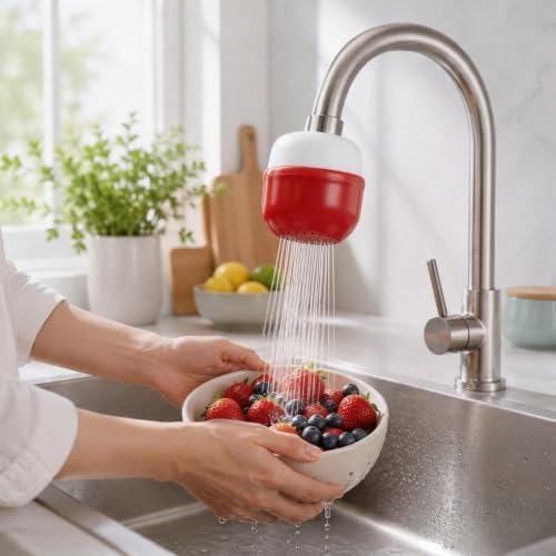 M METERXITY 4-Pack Mushroom Shaped Faucet Water Filter, Red - Image 5