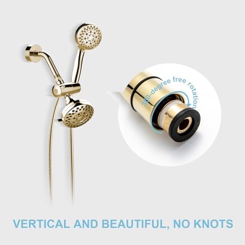 OFFO Shower Hose, 60 in Kink Free Stainless Steel Shower Hose Attachment Electroplating Handheld Shower Head Hose Flex Hoses Extension with Brass Insert & Nut for Pet Bathing Cleaning, Gold - Image 2