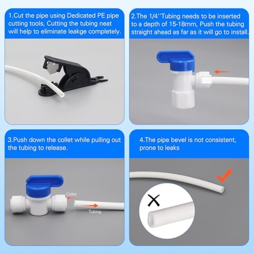 1/4 inch Tube Float Valve Kit Refrigerator Water Line Kit for RO Water Reverse Osmosis System, for Fridge IceMaker RO Systems Water Filter 1/4"O.D, 50 FT Water Tubing+2 float ball valve +16connectors - Image 5