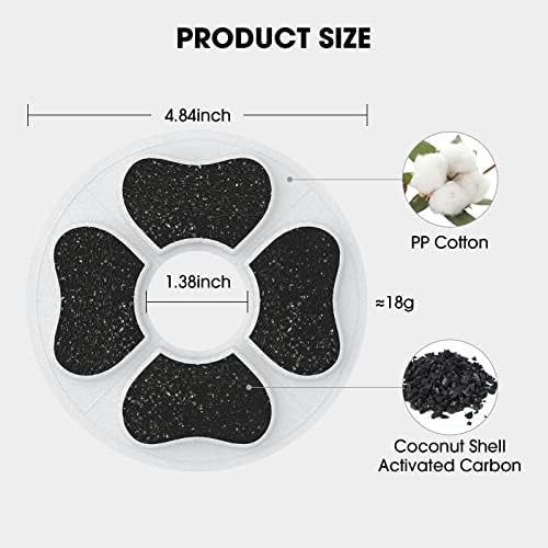 DEEIPET 8 Packs Cat Water Fountain Food Grade Replacement Filters & Sponges for 74oz, 135oz Automatic Pet Fountain Dog Water Dispenser - Image 2