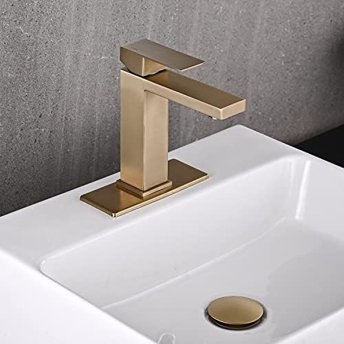 AVSIILE Brushed Gold Bathroom Faucet, Golden Single Hole Vanity Bath Faucet - Image 2