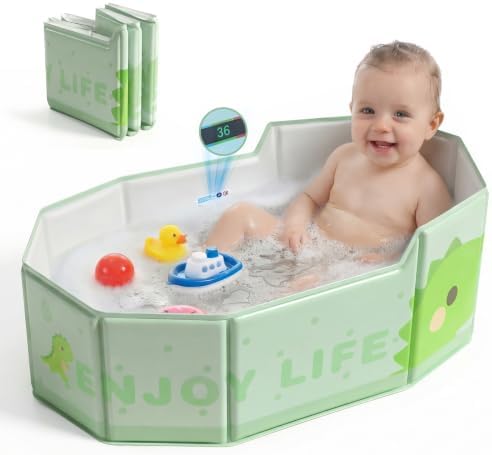Orzbow Portable Toddler Bathtub with Temperature Sticker & Side Drain Plug by Orzbow-MakeParentingEasier
