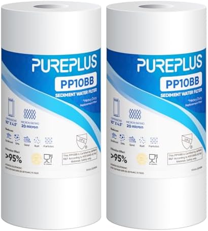 PUREPLUS 20 Micron 10"x4.5" Whole House Sediment Water Filter, 2 Pack by PUREPLUS