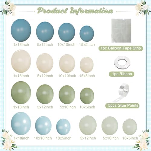 Dusty Blue Sage Green Balloon Arch Kit for Baby Shower Decorations - Image 5