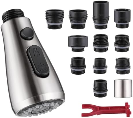 Kitchen Faucet Head Replacement 2 Modes with 12 Adapters, Pull Down Spray Head for Kitchen Faucet, Kitchen Sink Sprayer Replacement Compatible with Moen, American Standard, Kohler Faucets by KOOTTI