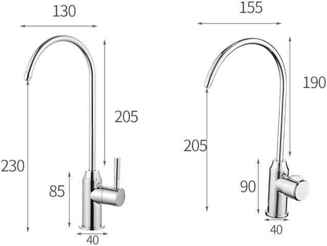 Kitchen Direct Drinking Water Filter Tap Chrome/Black 1/4" Water Purifier Faucet Reverse Osmosis RO Drinking Water Filter Faucet(Brass) - Image 2