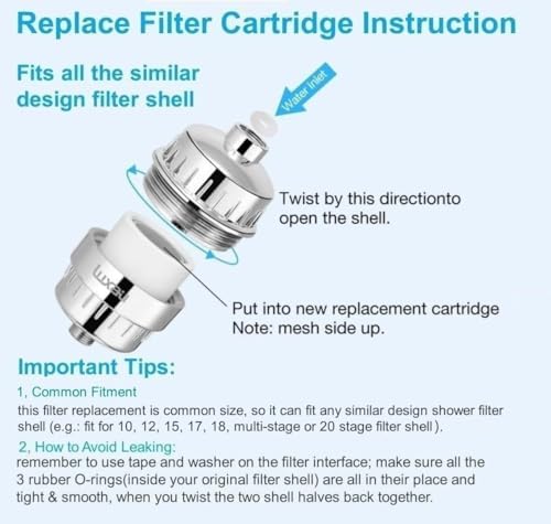 4 Pc Luxau 20 Stage (Also Fit 15, 18 Stage) Shower Filter Replacement Cartridge, Shower Head Filter Refill, for Hard Water Chlorine Heavy Metal, Skin Hair, Fit Any Similar Design Shower Water Filter - Image 6