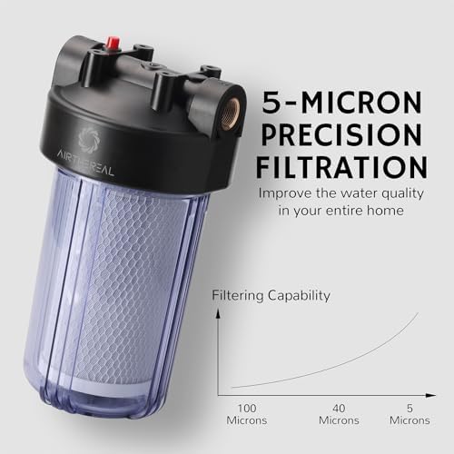 Airthereal Whole House Water Filter Clear Housing, 10" x 4.5" Sediment Carbon Cartridge Universal Housing, Pre-Filtration System for Well and City Water, 3/4" NPT Port, Includes 1-Pack CTO Filter - Image 2