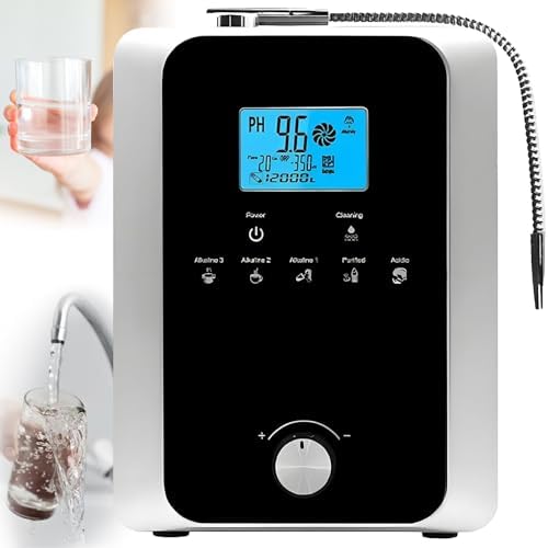 Alkaline Water Ionizer Machine, Water Purifier with Built-in Filter, pH 3-11, 800mV ORP, 8000L Filter Life, Auto-Cleaning, Black - Healthy Hydration Solution by Unknown