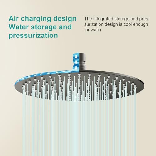 All Metal 16Inch Rain Shower Head - Heavy Duty Stainless Steel, Easy Install, High Water Flow, Ultra-Thin Modern Design for Bathroom (Matte Black) - Image 5