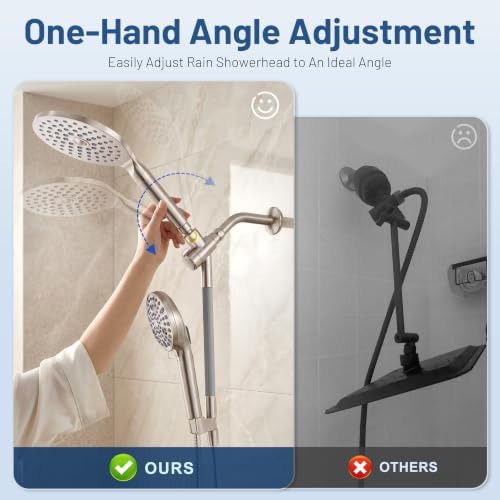 MakeFit Dual Filtered Rain Shower Head Combo, High Pressure Handheld Shower Head with Adjustable Bar - Rainfall Shower Head And Showerhead with Filter for Hard Water - Removes Chlorine(Brushed Nickel) - Image 3