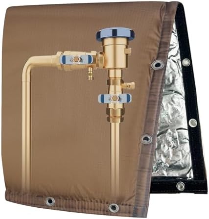Backflow Preventer Insulated Cover (5˚F) Thick 6-Layer Fabric Pipe Insulation Cover (UV Coated) Winter Freeze Protection,for Water Well Pump Covers and Sprinkler Valve Covers (24" W X 26" H) by Yehchi