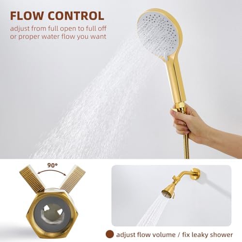 Angle Simple Shower Flow Control, Water Shut Off Valve Titanium Gold 2 Pack - Image 5