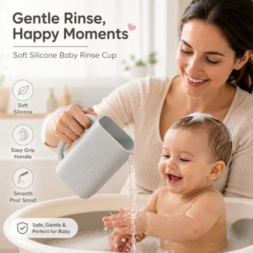 Soft Food Grade Silicone Baby Bath Set, Faucet Cover + Rinse Cup Toddlers - Image 4