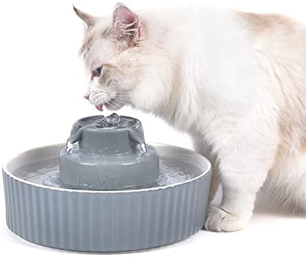 Pet Drinking Fountain: Cepheus 2.1L/71oz Cat Fountain-Automatic Water Fountain for Cats and Dogs with with Ultra-Quiet Pump(Grey) by Cepheus