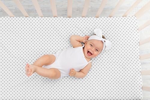 Sweet Jojo Designs Fitted Baby Crib Sheets (Grey Polka Dot) for Girls, Infant Nursery, Toddler Room - Standard Size (Gray & White Dots, for Shabby Chic, Boho, Farmhouse, Watercolor Floral Collection) - Image 6