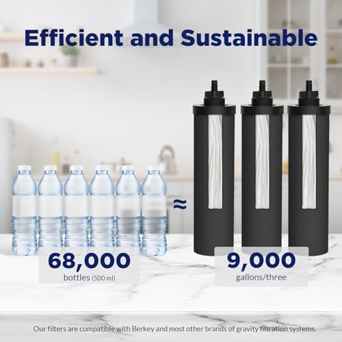 Membrane Solutions UV Countertop Gravity Water Filtration System with Extra 3-Pack Replacement Filter Elements (U3 NEW) - Image 4