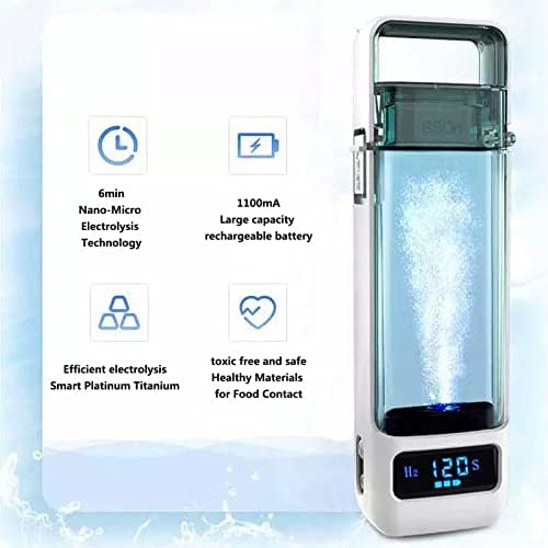 Hydrogen-Rich Water Generator Portable Hydrogen Alkaline Water Bottle PEM Membrane & SPE Technology Ionizer Make Hydrogen Content Up to 1350PPB Hydrogen Water Bottle for Home Travel 300Ml - Image 5