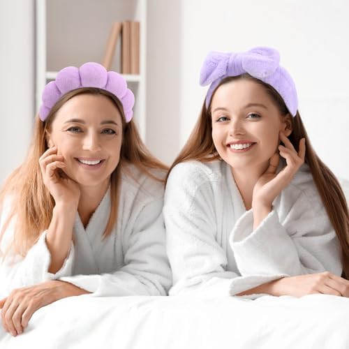 Purple Skincare Bubble headband and wristband set for Face Washing - Image 5