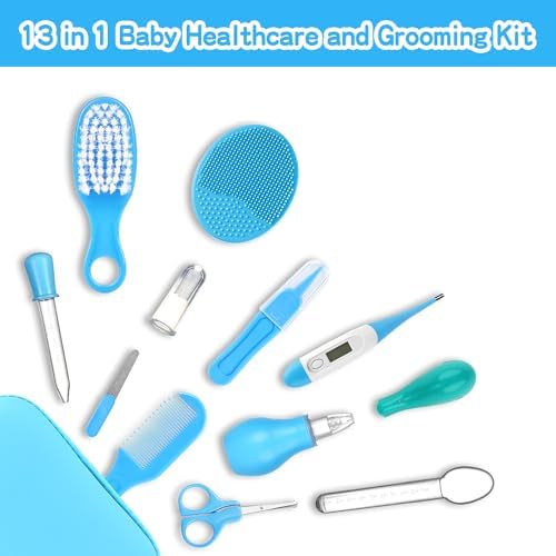 Baby Healthcare and Grooming Kit, Portable Baby Safety Care Set, Baby Essentials kit for Newborn (Blue 13 in 1) - Image 2