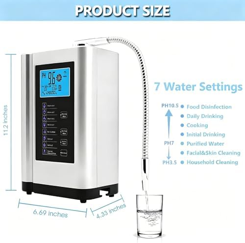Alkaline Water Ionizer Machine, Ionized Water Machine, Up to -500mV ORP, with 7 Water Settings, 8000 Liters Per Filter,Auto-Cleaning,Intelligent Voice - Image 5
