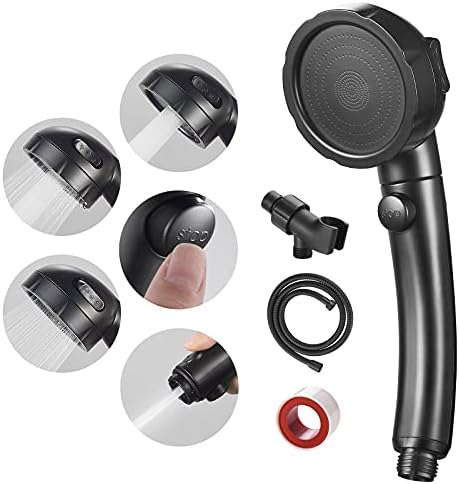 SINGSUO High Pressure Handheld Shower Head with On Off Switch (Black) by SINGSUO
