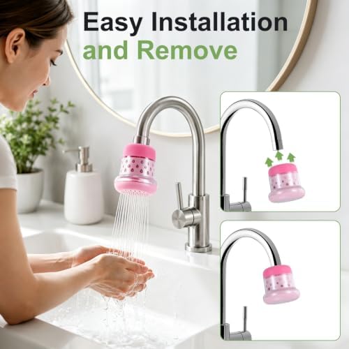 M METERXITY 6-Pack Mushroom Shaped Faucet Water Filter, Green/Pink - Image 4