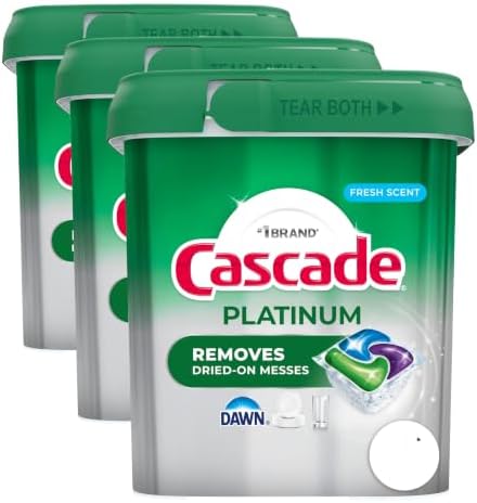 Cascade Platinum Dishwasher Pods, Dishwasher Detergent, Dish Detergent Soap, Fresh, 59 Count (Pack of 3) by Cascade