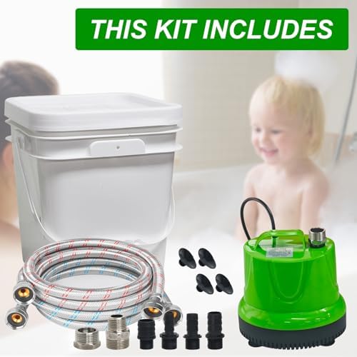Tankless Water Heater Flushing Kit Includes 1/6HP Submersible Utility Water Pump with Adapters & 3 Gallons Pail & Hoses & Suction Cup Stabilizer, Efficient Cleaning Heater Flush Kit - Image 7