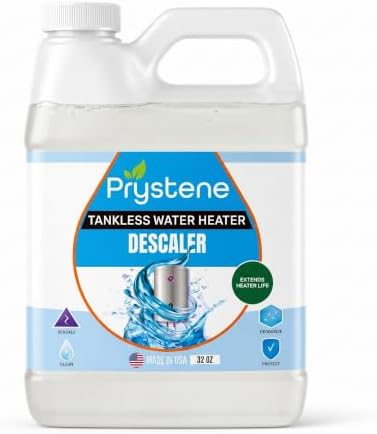 Tankless Water Heater Descaler Liquid 32 Oz — Removes Limescale, Restores Hot Water Pressure and Heating Efficiency — Food Grade Citric and Lactic Acid — Made in USA by Unknown