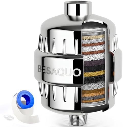 BESAQUO Shower Filter Head for Hard Water with 20 Filtration Stages by BESAQUO