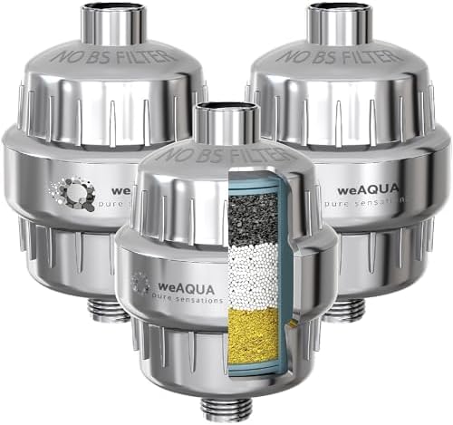 weAQUA Heavy Duty 3-PACK Shower Filter for Hard Water Chlorine Heavy Metals by weAQUA