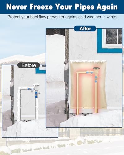 Backflow Preventer Insulation Cover, (5°F) Actgan 16"X20" 5 Layers Outdoor Pressure Vacuum Breaker Sprinkler Valve Faucet Cover for Winter Freeze Protection Beige - Image 3