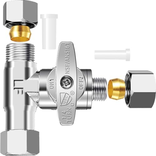 Tee Stop Valve - 3/8"Compx3/8"Compx1/4"Comp Tee for Refrigerator/Icemaker by PURENATTUBINGANDFITTINGS