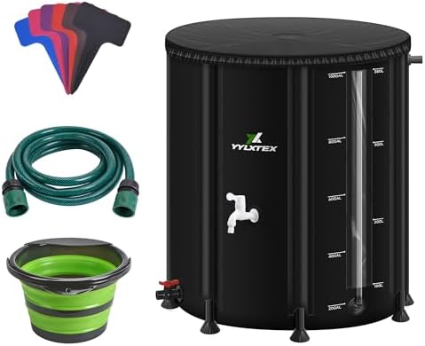 100 Gallon/380L Collapsible RainWater Collection Barrel,Water Tank&Reinforced with 2mm Frame Portable Rain Catcher,Includes Quick-Connect Tap&Sprinkler,Heavy Duty 0.6mm PVC for Long-Lasting Use,Black by Unknown