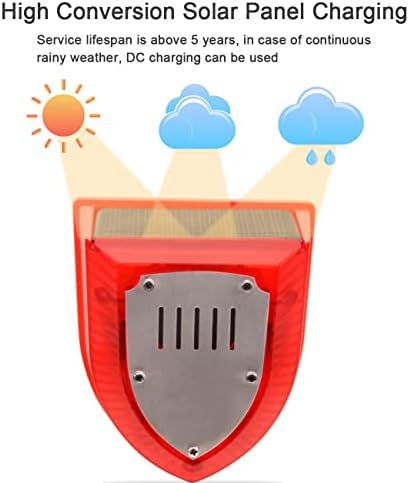 Solar Water Level Sensor, High/Low Water Level Alarm with Dual Probe, 129 dB Red Strobe Siren with Adjustable Volume, Bobber Water Detector, 16.4ft Detect Cord, IP55 Waterproof for Indoor /Outdoor - Image 2