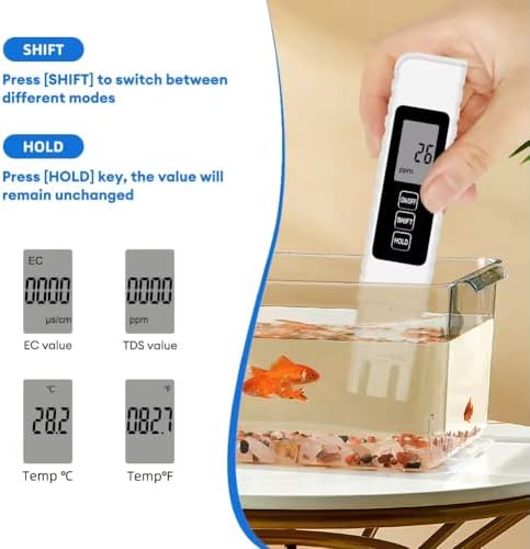 2025 New Digital Water Quality Tester, 4-in-1 TDS EC Temperature (°C/°F) Meter, 0-9990ppm Range, for Drinking Water, Aquariums, RO/DI Systems Battery Included - Image 3