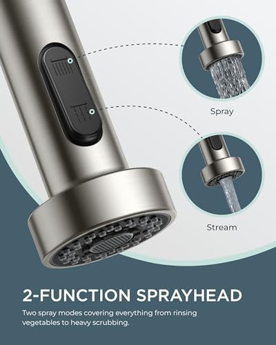 FORIOUS Kitchen Faucet with Soap Dispenser, Single Handle, Brushed Nickel - Image 3