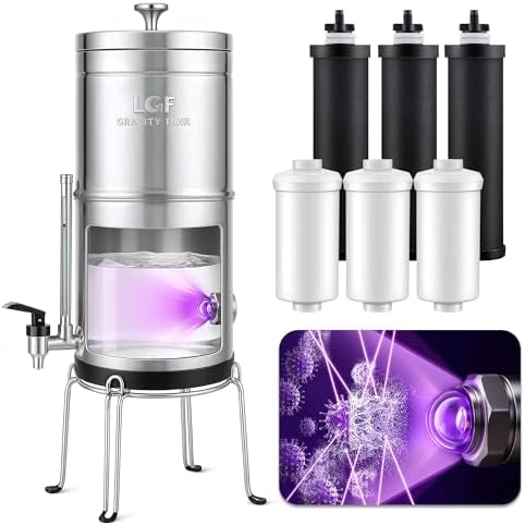 LCF UV-C Gravity Water Filter System, NSF/ANSI 42 Certified, 3G, 6 Filters by LCF