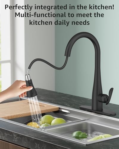 Mbillion Matte Black 3-Function Kitchen Faucet Head Replacement - Image 4