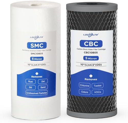 2-Stage 10" x 4.5" Whole House Sediment and CTO Carbon Block Water Filter by Locofiltr