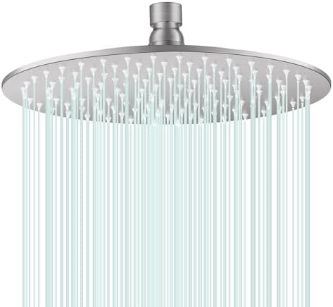All Metal 10Inch Rain Shower Head - Heavy Duty Stainless Steel, Easy Install, High Water Flow, Ultra-Thin Modern Design for Bathroom (Brushed Nickel) by AULEEND