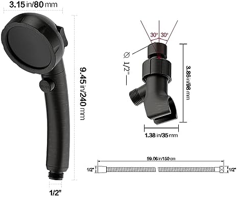 KAIYING High Pressure Oil-Rubbed Bronze Handheld Shower Head with ON/OFF Switch, 3 Spray Modes, Adjustable Angle Bracket, and Hose - Image 6