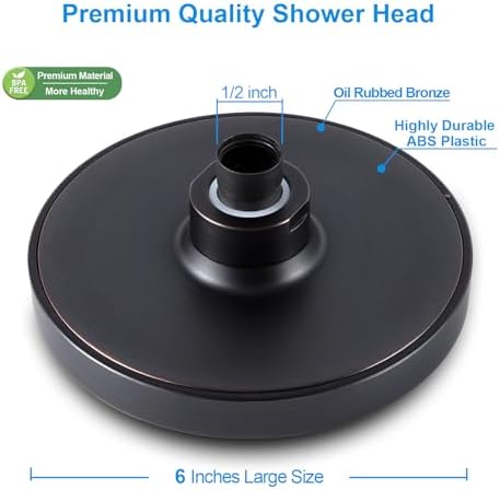 6" High Pressure Rain Shower Head, Luxury Oil Rubbed Bronze Finish - Image 5
