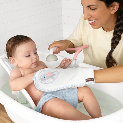 Yookidoo Elephant Baby Bath Toy Rinser with Washing Glove – Fun Battery-Operated Water Play & Trunk Spout Sprayer, Gentle Sink or Tub Bathing Essential for Newborns (Wash & Glove Pink) - Image 2