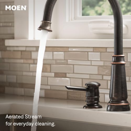 Moen 87042BRB Mediterranean Bronze High Arc Kitchen Faucet with Soap Dispenser - Image 4