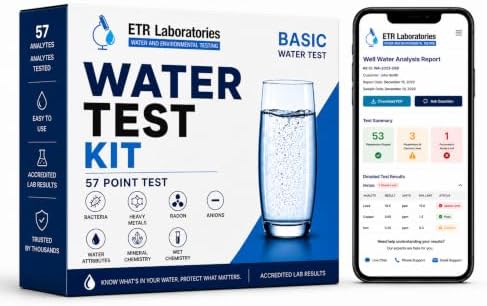ETR Labs Basic Water Quality Test Kit - Tests 57 Substances in Well & Tap Drinking Water (Metals, Nitrates, Lead, Hard Water, pH Levels) - Home Sample Kit with Prepaid Mailer & Expert Lab Support by Unknown