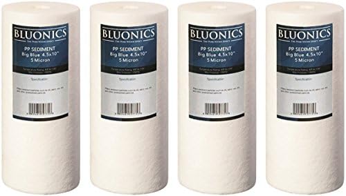 Bluonics Sediment Replacement Water Filters 4pcs (5 Micron) 4.5" x 10" Whole House Cartridges by BLUONICS