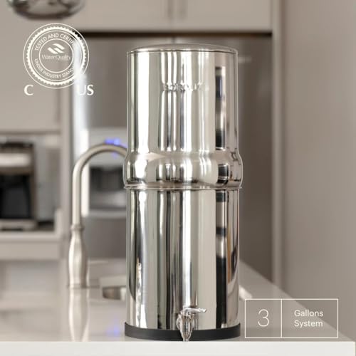 Boroux Legacy Gravity-Fed Countertop Stainless Steel Water Filter System | 3 Gallons with 2 Authentic Black Foundation. Filters - Image 2